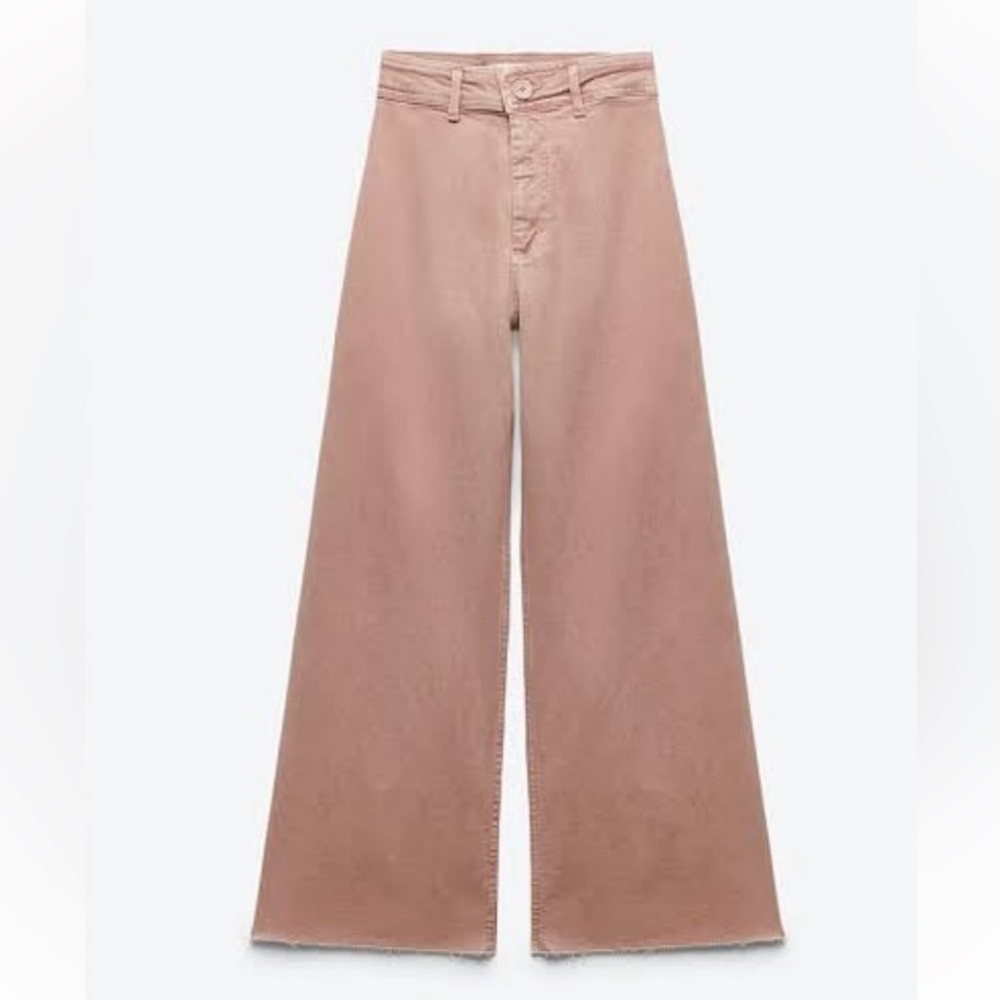 ZARA | Marine Sailor Wide Leg Blush Pink Jeans Pants Denim | SIZE 0